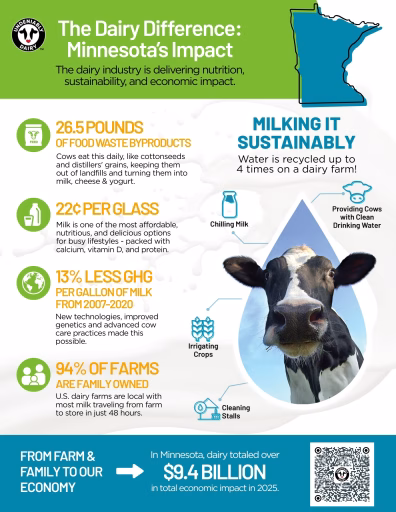 Infographic showing the state of the dairy industry in Minnesota