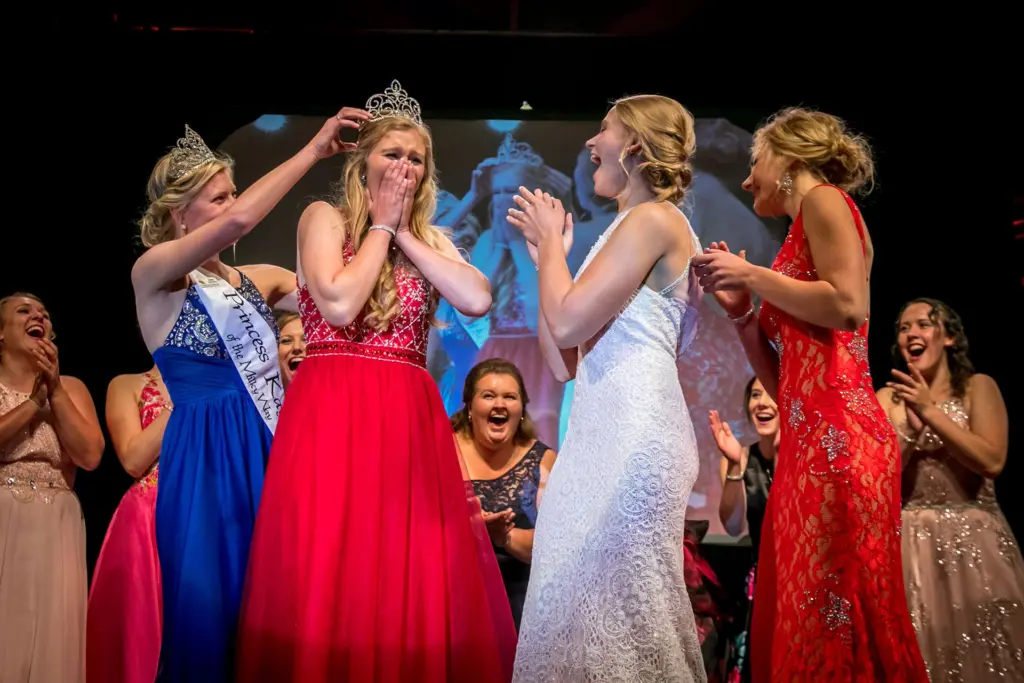 The princess crown is placed on the winner's head at the 2017 Princess Kay coronation.