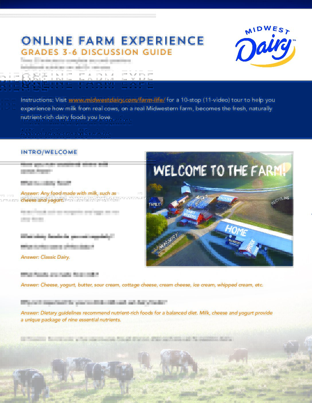 Online Farm Experience Guide 3-6 | Midwest Dairy