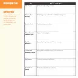 Relaxation planner part of a lesson plan from Fuel Up.