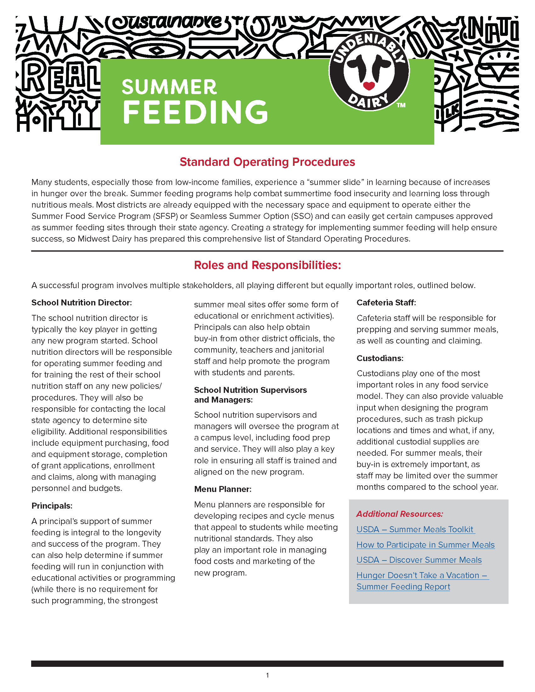 Summer Feeding Program Standard Operating Procedures Midwest Dairy