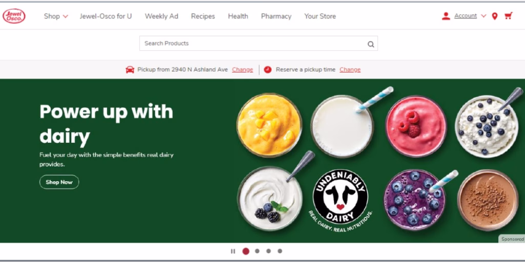 Dairy promoted on Jewel-Osco website