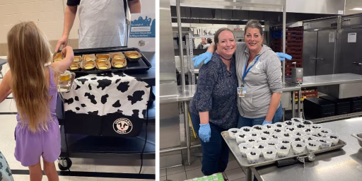student and staff testing new dairy recipes in school