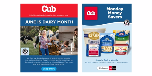 Examples of Cub Foods June Dairy Month ads