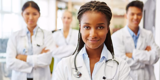 Group of health professionals looking at camera