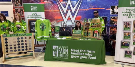 Illinois Farm Families booth at hockey game