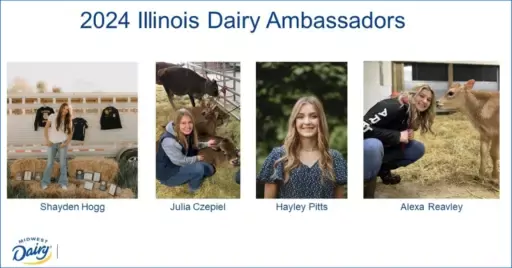 Headshots of 2024 Illinois Dairy Ambassadors