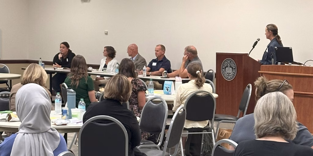 Dairy farmer speaking at dietician and sustainability event