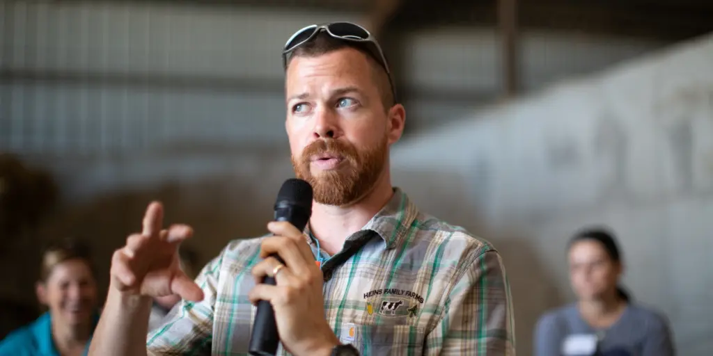 Dairy farmer giving presentation