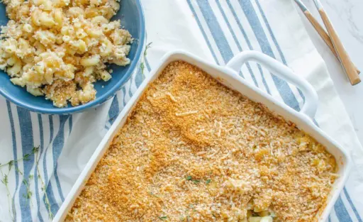 Homemade mac and cheese with cheddar