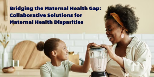 Mom and daughter working together to make a smoothie