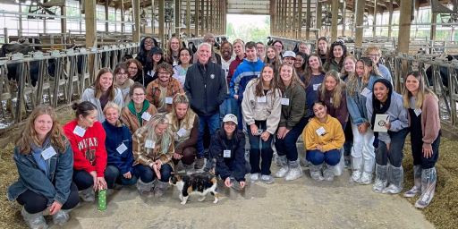 Dietetic interns touring dairy farm