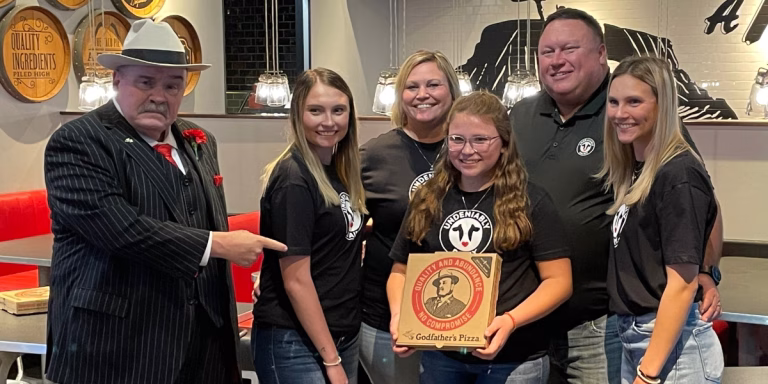 Godfather's Pizza with dairy farmers