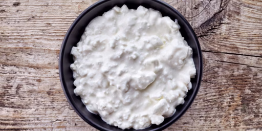 Close up of a bowl of cottage cheese