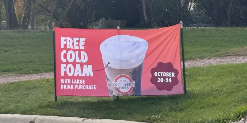 Scooter's Coffee cold foam banner