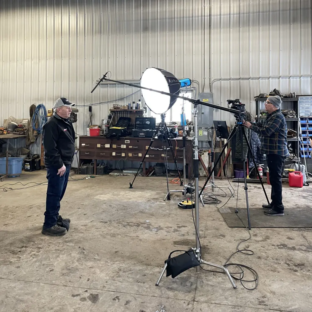 Filming a dairy farmer