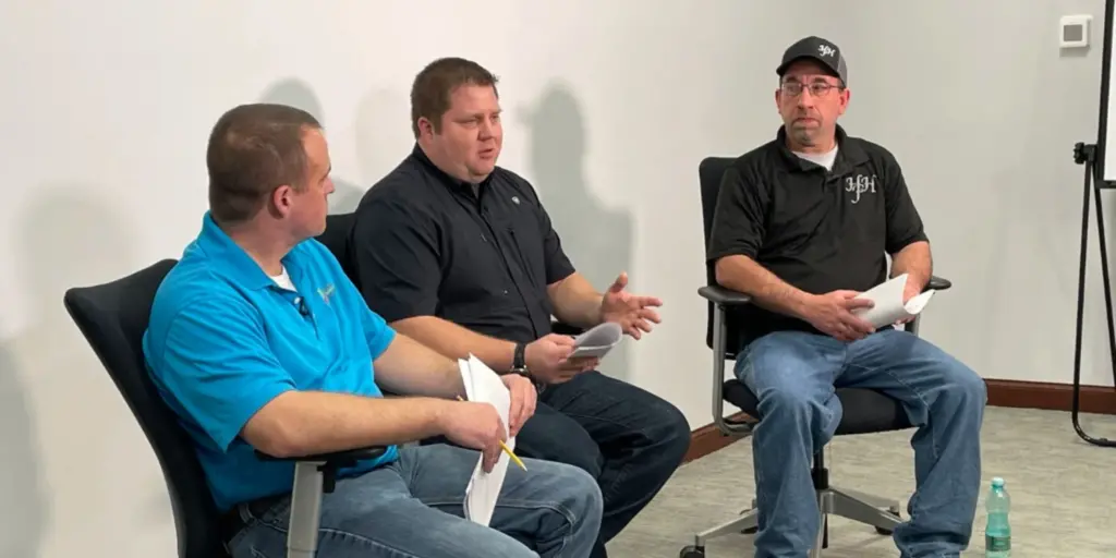 Dairy farmers discuss conservation techniques during a soil health webinar.