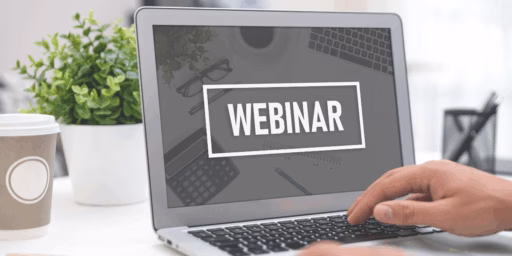 The word 'webinar' on a computer screen